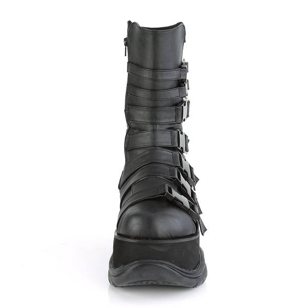 Demonia Neptune-210 Black Vegan Leather Stiefel Herren D483-521 Gothic Halbhohe Stiefel Schwarz Deutschland SALE